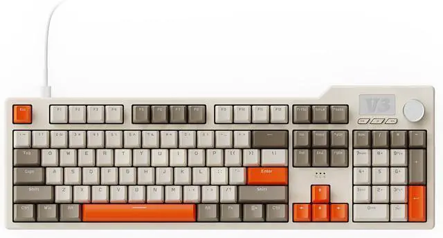 Main image of AK35I V3 104-Key Full Size Wired Gasket Mount Gaming Keyboard with Multimedia Buttons & Knob Control | Five Layer Pad | OEM Profile PBT Keycaps | White Backlit Custom Keyboard
