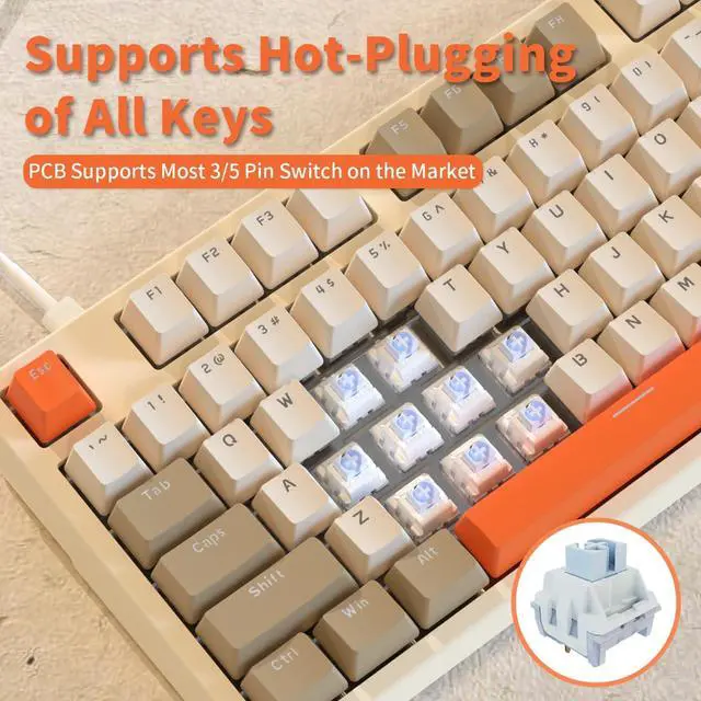 Alt view image 4 of 5 - AK35I V3 104-Key Full Size Wired Gasket Mount Gaming Keyboard with Multimedia Buttons & Knob Control | Five Layer Pad | OEM Profile PBT Keycaps | White Backlit Custom Keyboard