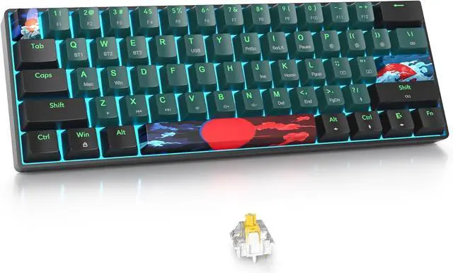 Main image of Fogruaden Wireless Gaming Keyboard, 60% Percent Mechanical Keyboard Wireless, Hot-Swappable Yellow Switch, RGB Wired/Bluetooth Keyboards for Win/Mac, 61 Keys NKRO (Soundwave)