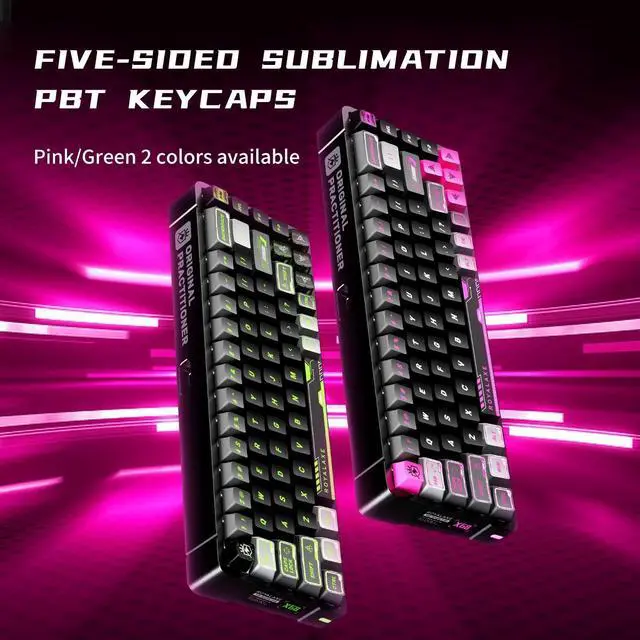 Alt view image 7 of 7 - 68% Wired RGB Hall Effect Keyboard, Pink Magnetic Switch Gaming Keyboards, Mecha PBT Keycaps, E-Sports Tray-Mounted Structure, RGB Backlit, Compact Aluminum Mechanical Keyboard for Win/Mac