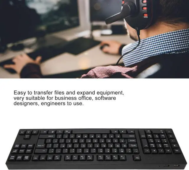Alt view image 3 of 7 - 109 Keys Wired Left Hand Keyboard, Business Household Keyboard with 2 USB HUB for Win 7 8 10, Portable Mechanical Keyboard with Scissor for Gaming Office