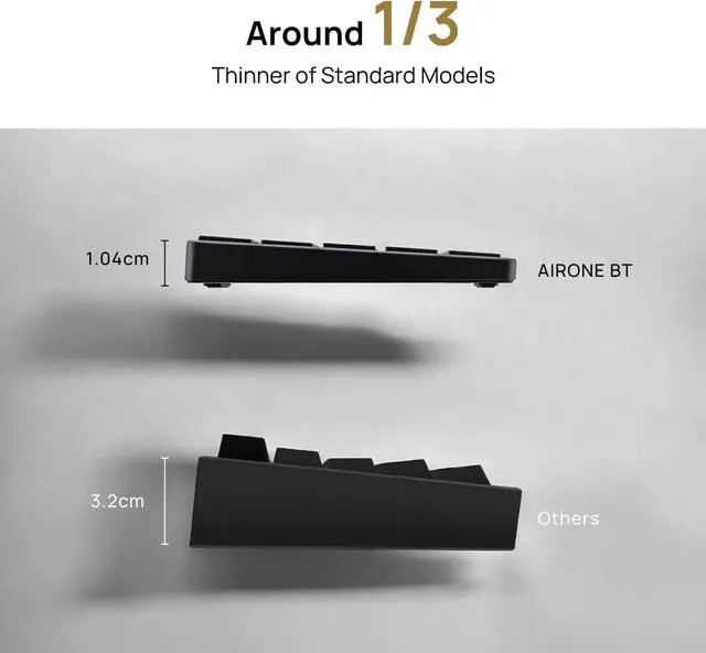 Alt view image 4 of 7 - MiSTEL AIRONE BT Ultralight/Ultraslim Mechanical Keyboard, 65% Layout, Cherry MX ULP Switch, RGB Backlit, USB-C Cable, Windows/MacOS/iOS, Macro Support, Portabl, Black- Tactile