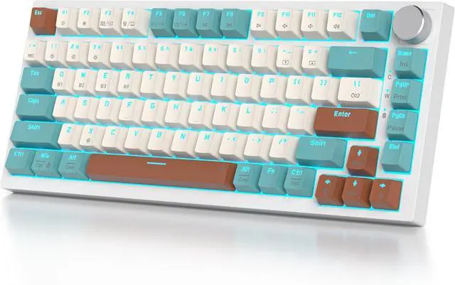 Main image of 82 Keys Wireless Gaming Keyboard 75 Percent,Triple Mode Bluetooth/2.4Ghz/USB Pre-lubed Hot Swappable Mechanical Keyboard, w/Knob&Sound-Absorbing Pads,4000mAh Battery for Mac/Win (Brown)