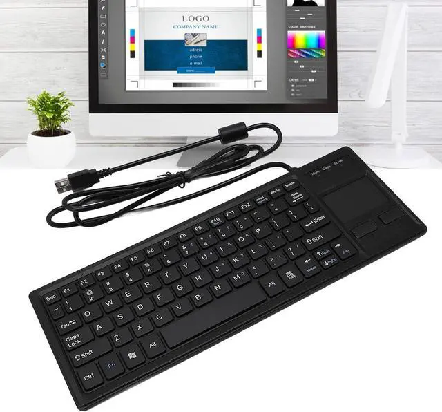 Alt view image 6 of 7 - Sanpyl Wired Mechanical USB Keyboard, IP68 & Touch Industrial Keyboard with Touchpad for Laptop Notebook PC, 310x115x12mm / 12.2x4.53x0.47inch