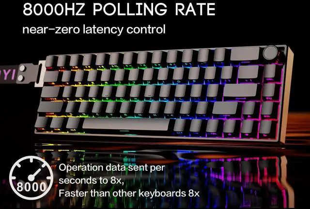 Alt view image 4 of 7 - FKZ X BOYI 66Pro-Flash Magnetic Switch Aluminum Gaming Keyboard,60% Hall Effect Rapid Trigger Adjustable Actuation Custom RGB USB-C Wired Mechanical Keyboard with Backlit Side Printed Keycaps
