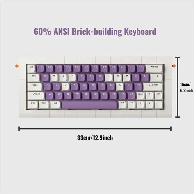 Alt view image 6 of 7 - 02Lilith 60% 5.5° Ergonomic Keyboard with OEM Keycaps, Lego-Compatible Case, Gasket Mount, Wired, RGB, Hot-Swappable, Linear Switch, QMK, Vial for Win/Mac, Full Kit, White (Lilith 60%)