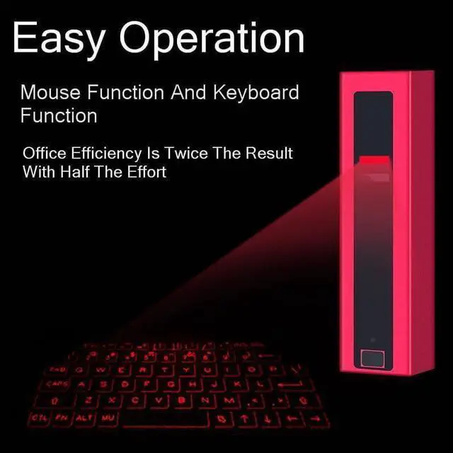 Alt view image 3 of 7 - Bluetooth Wireless Laser Projection Virtual Keyboard, Portable Full-Size Keypad (Red)