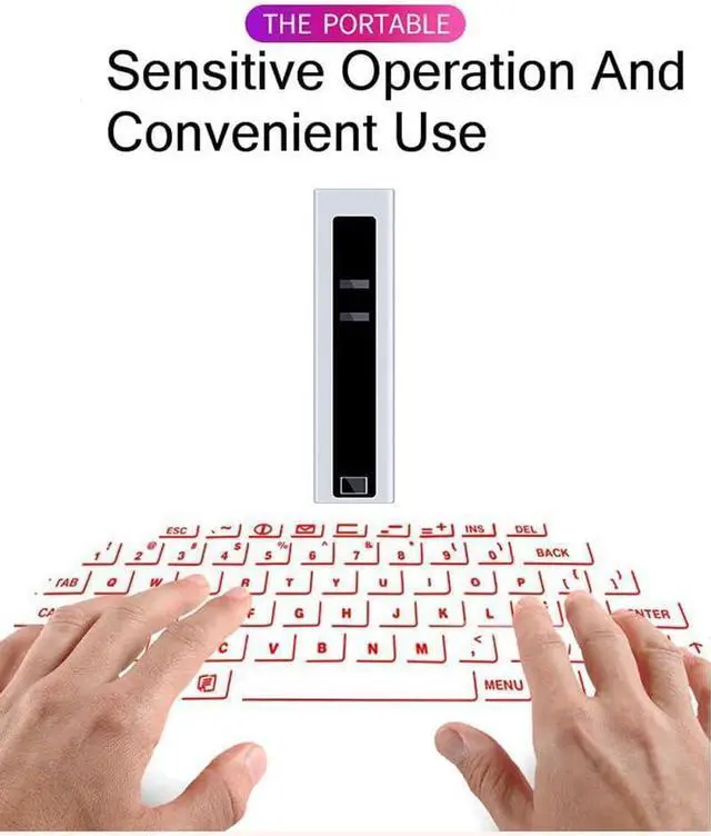 Alt view image 4 of 7 - Bluetooth Wireless Laser Projection Virtual Keyboard, Portable Full-Size Keypad (Red)