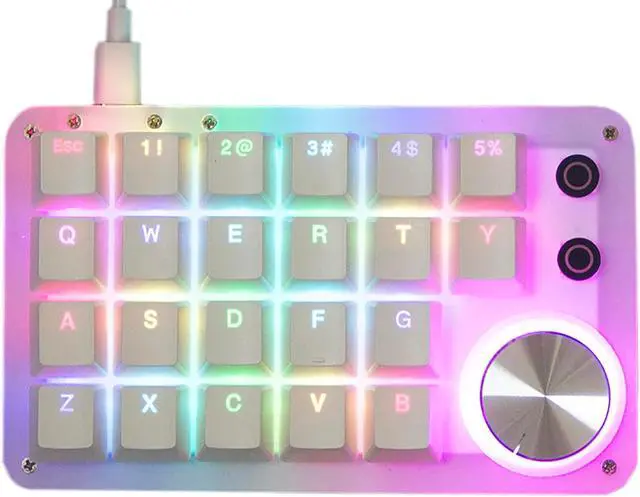 Main image of One Handed Programmable Keyboard 24 Keys Macro Mechanical Keyboard Drive Free RGB LED Backlight USB Portable Keyboard with Knob Red Switch 24 Keys Macro Pad for Gaming PC Gaming Keypad Accessories