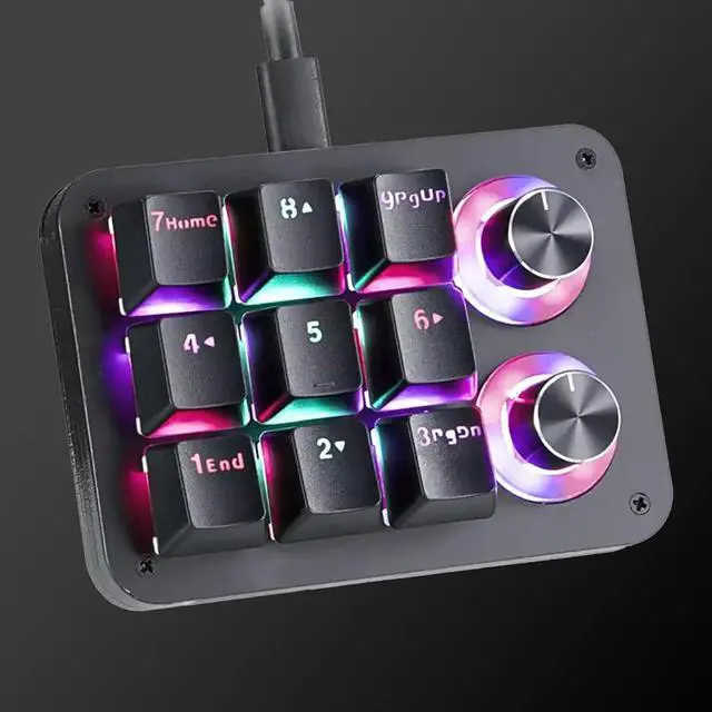Alt view image 4 of 7 - One Handed Programmable Keyboard 24 Keys Macro Mechanical Keyboard Drive Free RGB LED Backlight USB Portable Keyboard with Knob Red Switch 24 Keys Macro Pad for Gaming PC Gaming Keypad Accessories