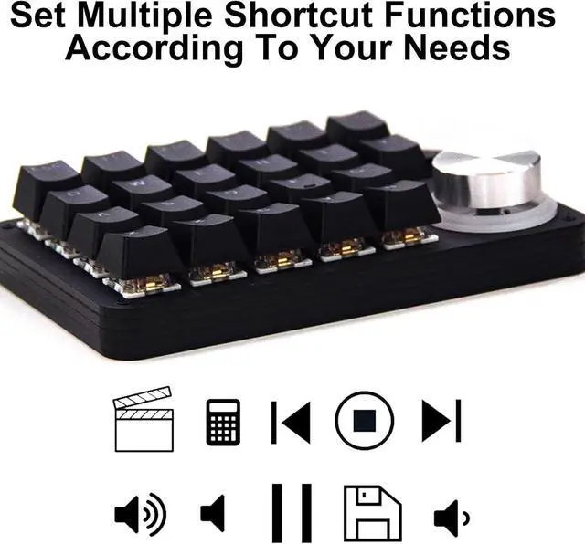 Alt view image 6 of 7 - One Handed Programmable Keyboard 24 Keys Macro Mechanical Keyboard Drive Free RGB LED Backlight USB Portable Keyboard with Knob Red Switch 24 Keys Macro Pad for Gaming PC Gaming Keypad Accessories