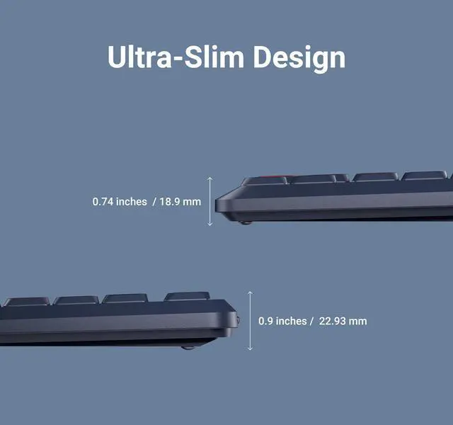 Alt view image 7 of 7 - J1 Low-Profile Wireless Mechanical Keyboard - QMK/VIA RGB Backlit, Hot-Swappable Banana Switch, 2.4 GHz Bluetooth, PBT Keycaps, 75% Layout Mac/Win/Linux for Office/Gaming - Dark Blue