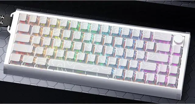 Alt view image 2 of 7 - MOLGRIA x SKYLOONG 60% Aluminum Gaming Keyboard, GK68 HE USB Wired Magnetic-Switch RGB Backlit Mechanical Keyboards with South-Facing Print Contour Line Keycap and Knob Multi-Layer Gasket (White)