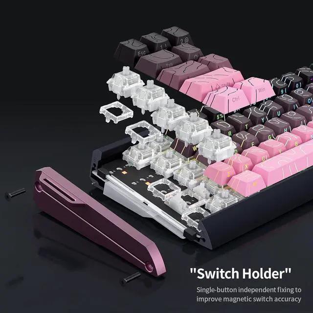 Alt view image 3 of 7 - MOLGRIA x SKYLOONG 60% Aluminum Gaming Keyboard, GK68 HE USB Wired Magnetic-Switch RGB Backlit Mechanical Keyboards with South-Facing Print Contour Line Keycap and Knob Multi-Layer Gasket (White)