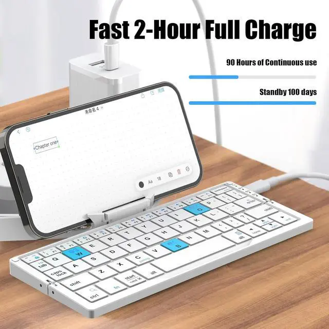 Alt view image 6 of 7 - Foldable Keyboard with Magnetic Stand Aluminum Mini Keys Quiet Bluetooth Folding Keyboard Portable Lightweight Travel Keyboard Rechargeable Pocket Portable Keyboard for All Tablet Phones (Sliver)