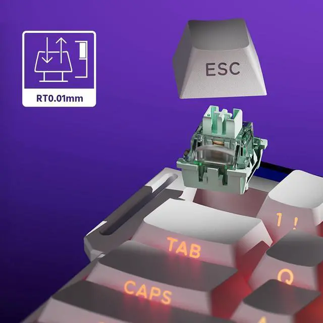 Alt view image 4 of 7 - Shine60 Rapid Trigger Wireless Gaming Keyboard Shine-Through SP White Hall Effect Tri-Mode Keyboard Flash Magnetic Switch