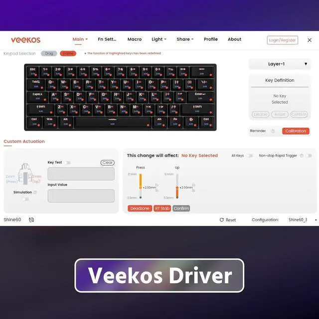 Alt view image 7 of 7 - Shine60 Rapid Trigger Wireless Gaming Keyboard Shine-Through SP White Hall Effect Tri-Mode Keyboard Flash Magnetic Switch