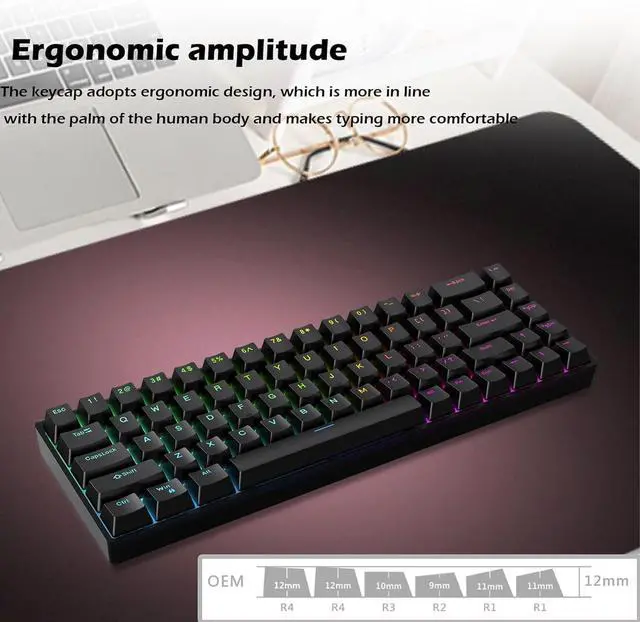 Alt view image 5 of 6 - FKZ R68 Rapid Trigger Mechanical Gaming Keyboard,Hall Effect Hot Swap Magnetic Switch Adjustable Actuation 65% Compact Wired RGB Keyboard Aluminum Positioning Plate,Black Transparent Keycaps