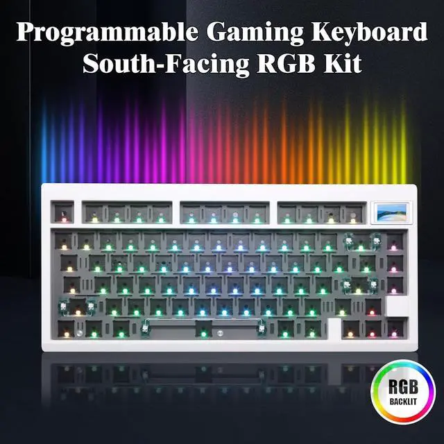 Alt view image 3 of 7 - GMK81 Barebones Keyboard with Screen,75% VIA Programmable Hot Swappable PCB Gasket Mounted Wireless Mechanical Keyboard Kit Tri-Mode BT5.0/2.4G/USB-C Wired Custom RGB Gaming DIY Kit