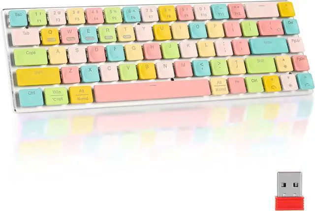 Main image of 65% Wireless Mechanical Gaming Keyboard - 68 Keys RGB Backlit, Low-Profile Clicky Blue Switches, Ultra-Slim Design, Triple-Mode (2.4G/BT5.0/USB-C), for Office/Gaming - Colorful Edition