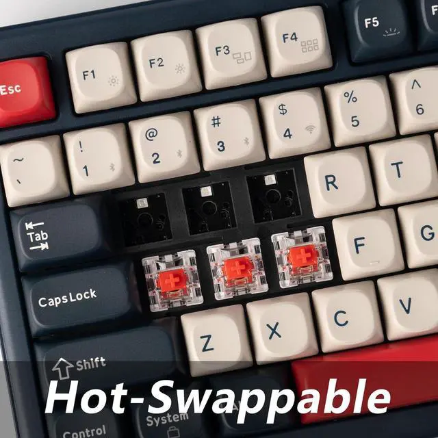 Alt view image 4 of 7 - J2 75% Wireless Mechanical Gaming Keyboard, Gasket Tri-Mode BT5.1/USB-C/2.4GHz Hot Swappable 82 Keys RGB Backlit with Custom Knob Super Brown Switch, PTB Keycap, QMK/VIA for Win/Linux/Mac