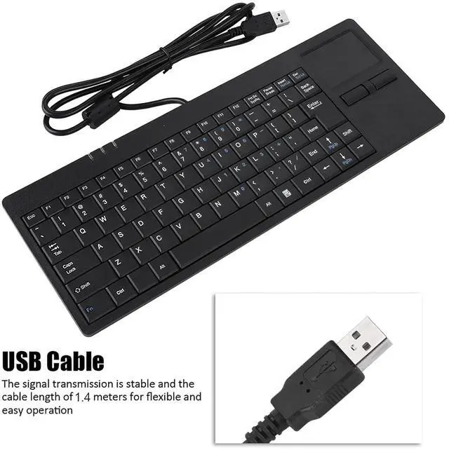 Alt view image 6 of 7 - K~818 Wired USB Touchpad Keyboard, 86 Key Mute Ultra Thin Keyboard with 1.4M Cable, HUB Port Keyboard Built in Touchpad for Desktop Laptop Computers
