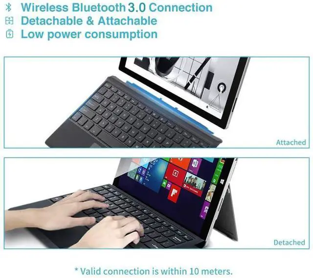 Alt view image 4 of 7 - Hilitand Bluetooth Keyboard with Touchpad for Pro 3/4/5/6/7, 7 Color LED Backlit Built-in 550mAh Lithium Battery Portable Replacement Keyboard Type Cover