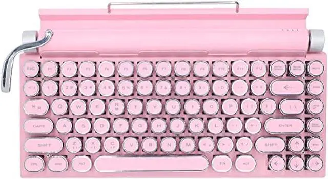 Main image of 83-Key Mechanical Keyboard Dot Retro Typewriter Wireless Bluetooth Gaming Keyboard, Anti-ghosting Blue Switch (Pink)