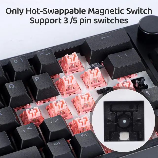 Alt view image 3 of 7 - X BOYI 66Pro Magnetic Switch Rapid Trigger RGB Gaming Keyboard,60% Hall Effect Adjustable Actuation Gasket-Mounted Hot Swap Wired Mechanical Keyboard with Knob for PC/Mac Gamer (Black)