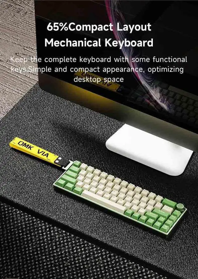 Alt view image 3 of 7 - KG18 65% Compact Mechanical Keyboard - QMK/VIA Programmable, Hot-Swappable, Gasket Mount, Volume Knob, 32-bit ARM4 Chip, RGB Backlit (68 Keys, USB-C, Aluminum Frame) (Dark Blue)