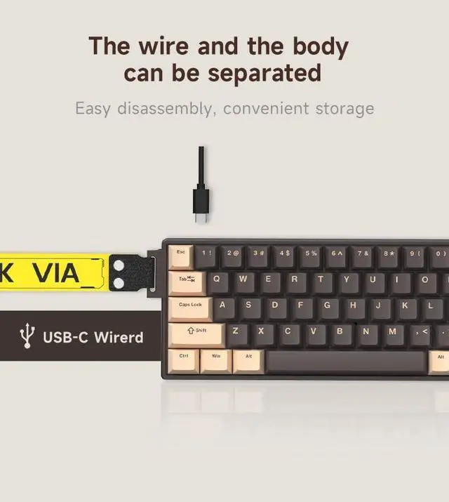 Alt view image 5 of 7 - KG18 65% Compact Mechanical Keyboard - QMK/VIA Programmable, Hot-Swappable, Gasket Mount, Volume Knob, 32-bit ARM4 Chip, RGB Backlit (68 Keys, USB-C, Aluminum Frame) (Dark Blue)