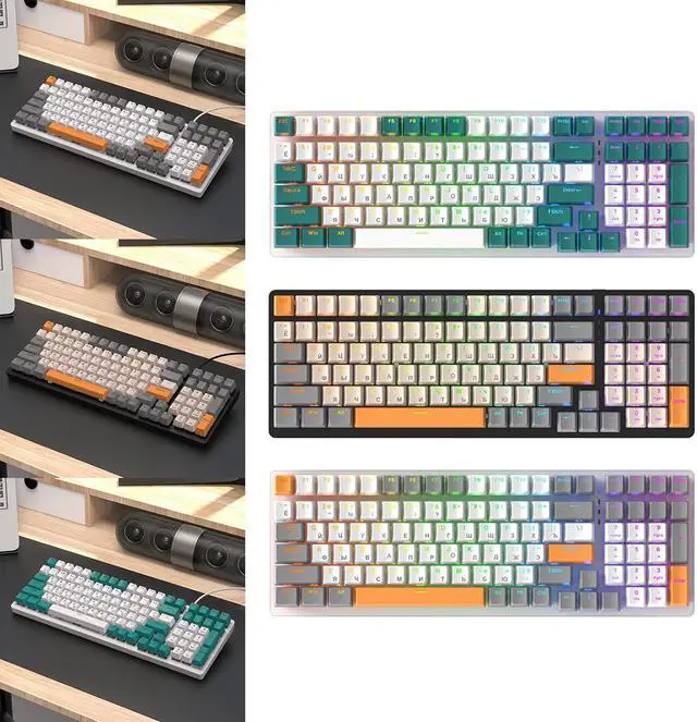 Alt view image 3 of 7 - Yuly 100-Key K3 Russian Mechanical Keyboard Game Keypad Luminous Type-C for Notebook Mechanical Keyboards K3 Russian Mechanical Gaming Keyboard Type-C Russian Keyboard Luminous- Laptop
