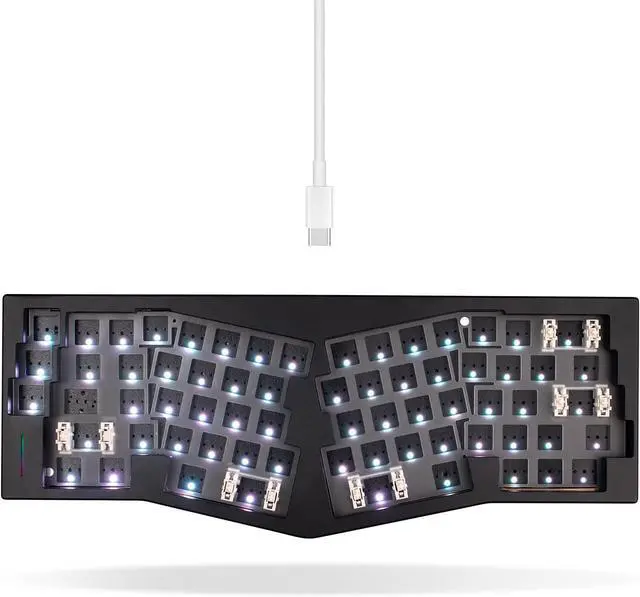 Main image of WEIKAV A67 Aluminum Mechanical Alice-Layout VIA-programmable Custom Hot Swappable Keyboard Kit, Gasket Structure, RGB Backlit Gaming Keyboard for PC/Tablet, Black