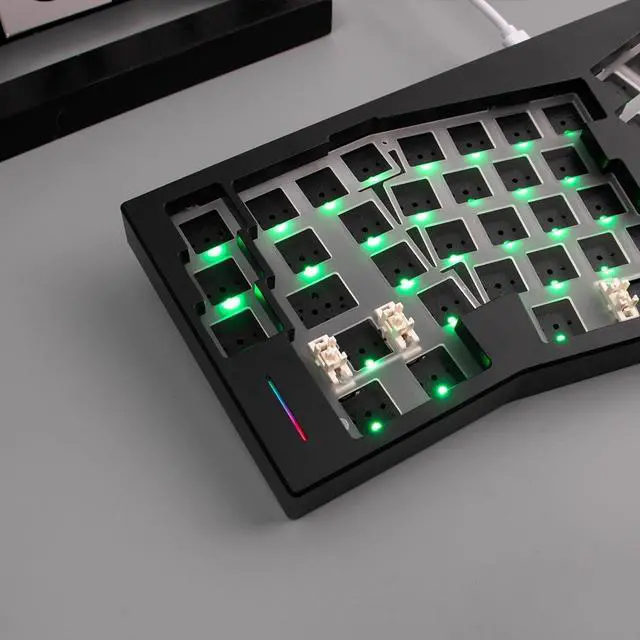 Alt view image 3 of 7 - WEIKAV A67 Aluminum Mechanical Alice-Layout VIA-programmable Custom Hot Swappable Keyboard Kit, Gasket Structure, RGB Backlit Gaming Keyboard for PC/Tablet, Black