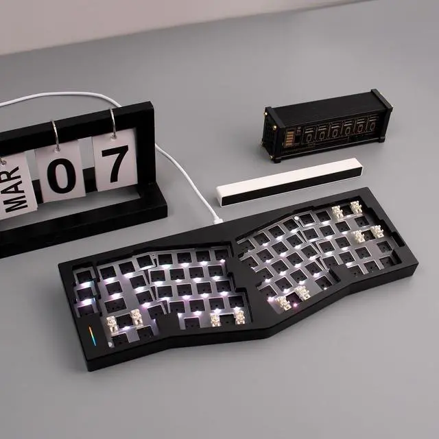 Alt view image 7 of 7 - WEIKAV A67 Aluminum Mechanical Alice-Layout VIA-programmable Custom Hot Swappable Keyboard Kit, Gasket Structure, RGB Backlit Gaming Keyboard for PC/Tablet, Black