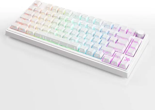 Alt view image 3 of 7 - MOLGRIA x SKYLOONG 75% Gaming Keyboard, GK75 HE USB Wired Magnetic-Switch Mechanical Keyboard with Cherry Profile Double-Shot PBT Keycaps, South-Facing RGB Backlit and Knob(White Horizon Line)