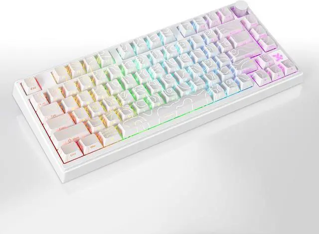 Alt view image 4 of 7 - MOLGRIA x SKYLOONG 75% Gaming Keyboard, GK75 HE USB Wired Magnetic-Switch Mechanical Keyboard with Cherry Profile Double-Shot PBT Keycaps, South-Facing RGB Backlit and Knob(White Horizon Line)