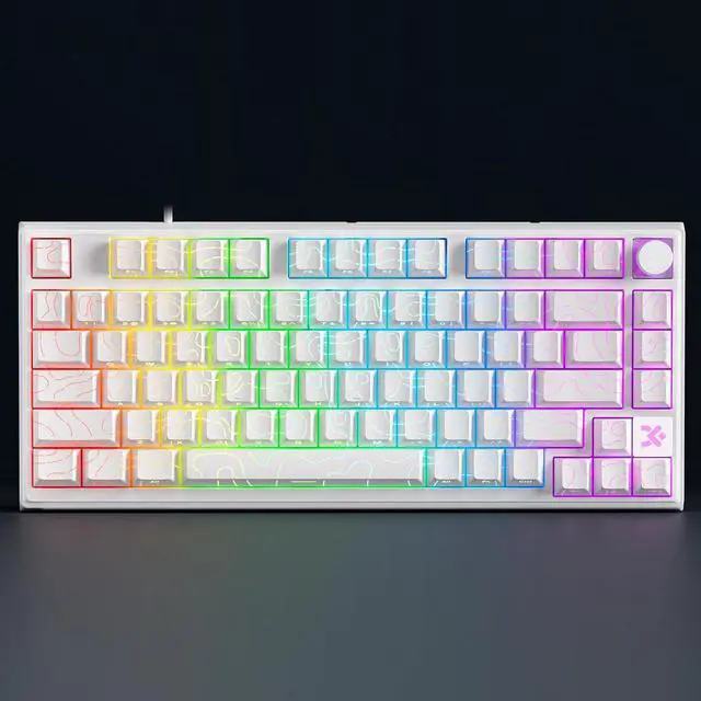 Alt view image 7 of 7 - MOLGRIA x SKYLOONG 75% Gaming Keyboard, GK75 HE USB Wired Magnetic-Switch Mechanical Keyboard with Cherry Profile Double-Shot PBT Keycaps, South-Facing RGB Backlit and Knob(White Horizon Line)