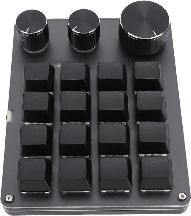Alt view image 2 of 7 - One Handed Macro Programmable Keypad, USB Mini 16 Keys 3 Knobs Hotswap Mechanical Gaming Keyboard with Red Switch, Mini Macro Keypad for Gaming, Office (Black)