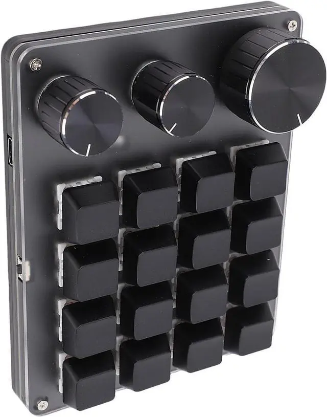 Alt view image 3 of 7 - One Handed Macro Programmable Keypad, USB Mini 16 Keys 3 Knobs Hotswap Mechanical Gaming Keyboard with Red Switch, Mini Macro Keypad for Gaming, Office (Black)
