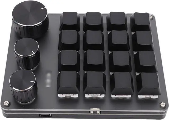 Alt view image 4 of 7 - One Handed Macro Programmable Keypad, USB Mini 16 Keys 3 Knobs Hotswap Mechanical Gaming Keyboard with Red Switch, Mini Macro Keypad for Gaming, Office (Black)
