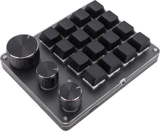 Alt view image 6 of 7 - One Handed Macro Programmable Keypad, USB Mini 16 Keys 3 Knobs Hotswap Mechanical Gaming Keyboard with Red Switch, Mini Macro Keypad for Gaming, Office (Black)