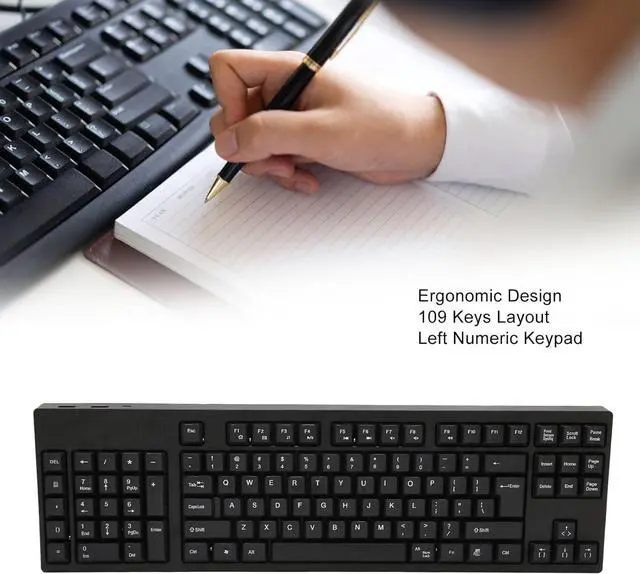 Alt view image 3 of 7 - ZJchao Left Handed Keyboard, 109 Keys Micro USB Layout Plug and Play Office Keyboard Cordless Gaming Keyboard Gaming Keyboard with Micro USB Interface for Business Accounting Designer