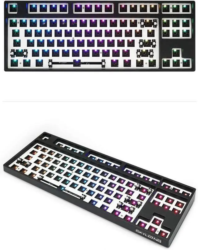 Alt view image 7 of 7 - KPREPUBLIC gk87 hot swappable 80% Custom Mechanical Keyboard Kit Support RGB Switch LEDs Type c has Software programmable Balck White case (GK87 Black Case Kit x1)