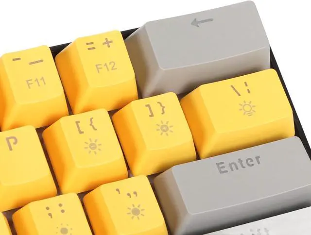 Alt view image 6 of 7 - 60% Wired Gaming Keyboard for PC MacGamer, Typist, Travel, Easy to Carry on Business Trip, Ergonomic Comfort 61 Keys RGB Backlit Ultra Compact Small Gaming Keyboard (Grayish Yellow Blue Switch)