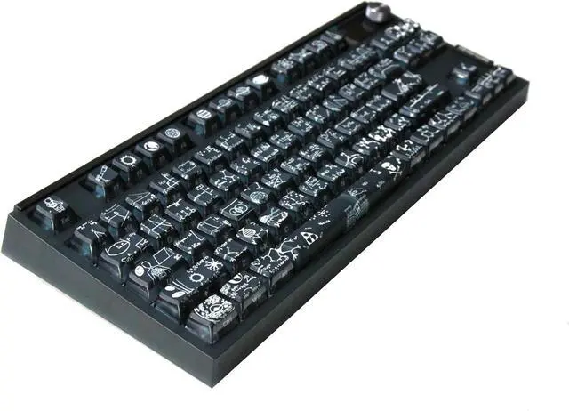 Alt view image 3 of 7 - Glacier Skyloong GK87 Pro Lite TKL Layout Wireless/Wired Detachable USB-C Hot Swappable Mechanical Keyboard with Mini Display Screen and Knob, Split Space Bar Compatible (Scientist)
