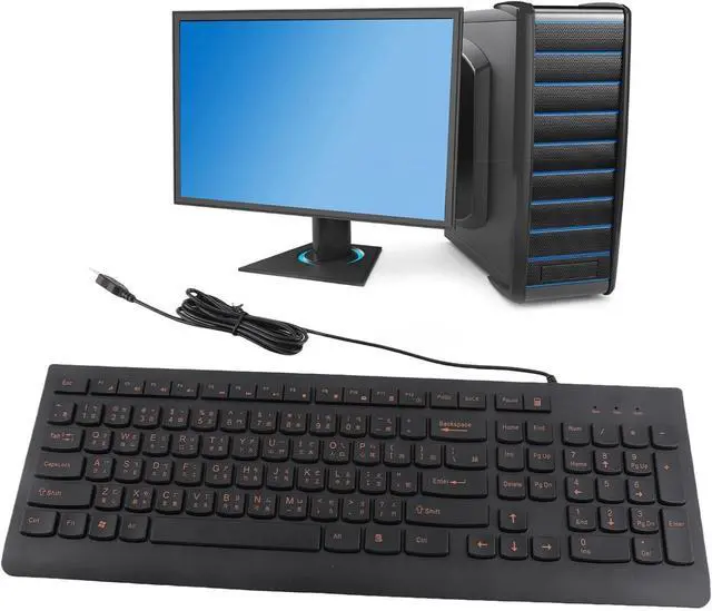 Alt view image 3 of 7 - Bilingual Chinese English Computer Keyboard, Wired Chinese USB PC Keyboard Silent Typing, 108Keys Full Sized Chinese Learning Keyboard for Home, Office