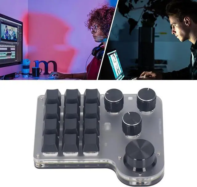 Alt view image 3 of 7 - USB Mini Macro Mechanical Gaming Keyboard, Upgrade to Wired, and 2.4G, Blue Switch RGB LED, Self Set Button Function, Programming Macro Keypad, Compact for Gaming, Industrial