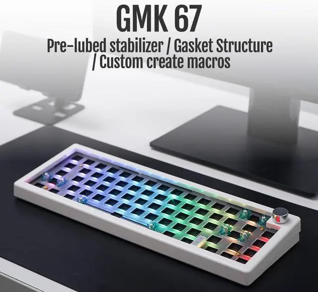 Alt view image 7 of 7 - GMK67 Gasket Mounted Mechanical Keyboard Kit,Hot-Swappable Bluetooth 5.0/2.4G/Type-C Tri-Mode 65% EVA Mat Customized RGB Keyboard Compatible with Windows/Mac(White)