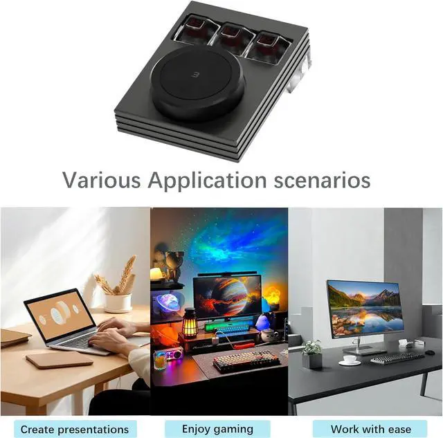Alt view image 5 of 7 - Macro Programmable Keypad,Mini 3-Key OSU Programmable Mechanical Keyboard,Copy Paste Keyboard with Knob Type-C Interface Compatible,Support for Win and Mac Systems (Gray)